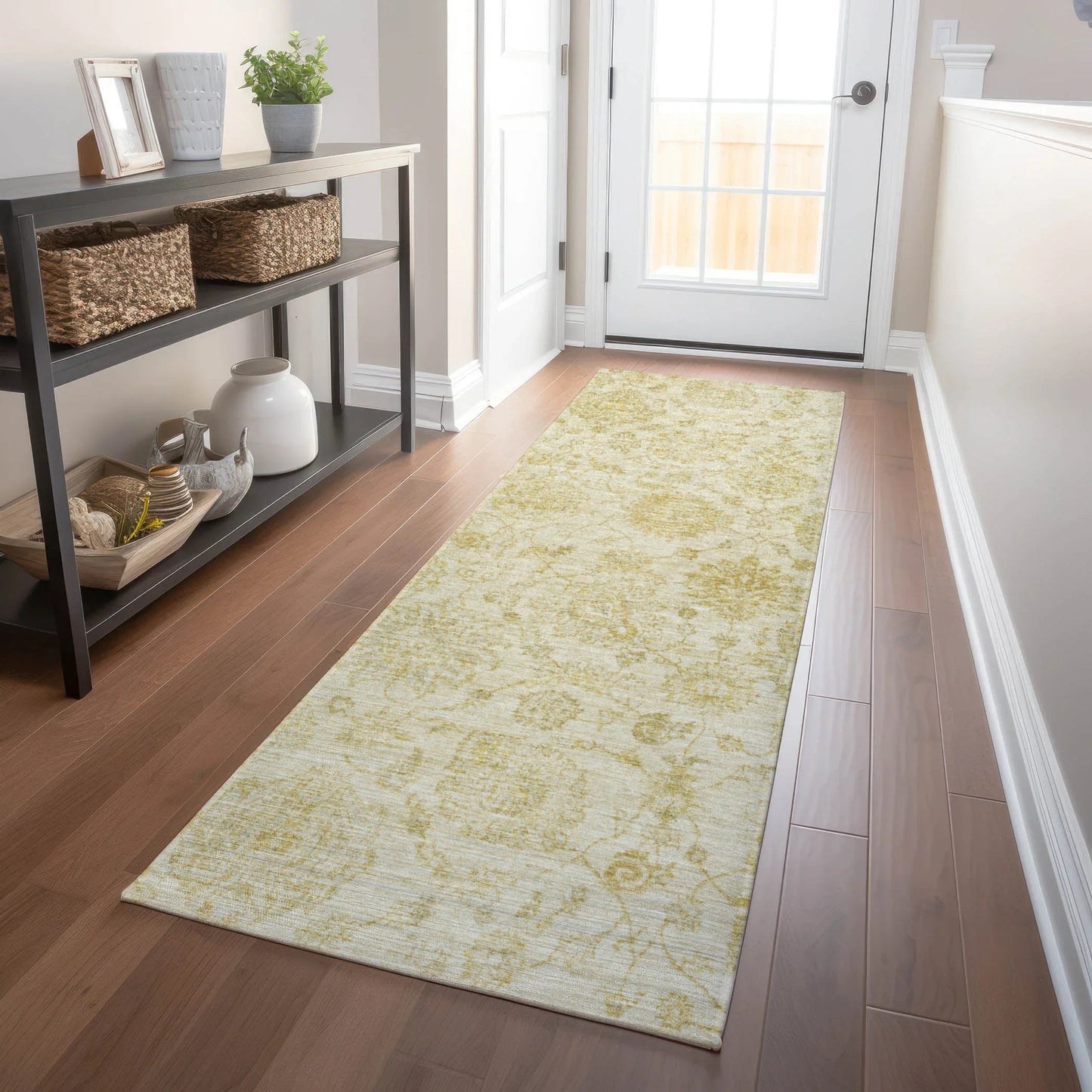 Raeora Gold Washable Indoor-Outdoor Rug
