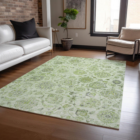 Raeora Green Washable Indoor-Outdoor Rug