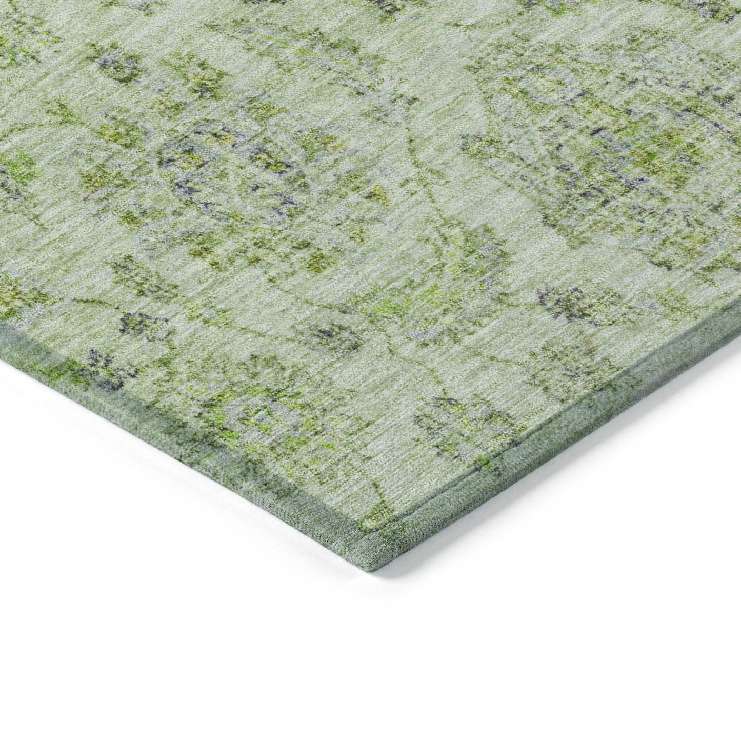 Raeora Green Washable Indoor-Outdoor Rug