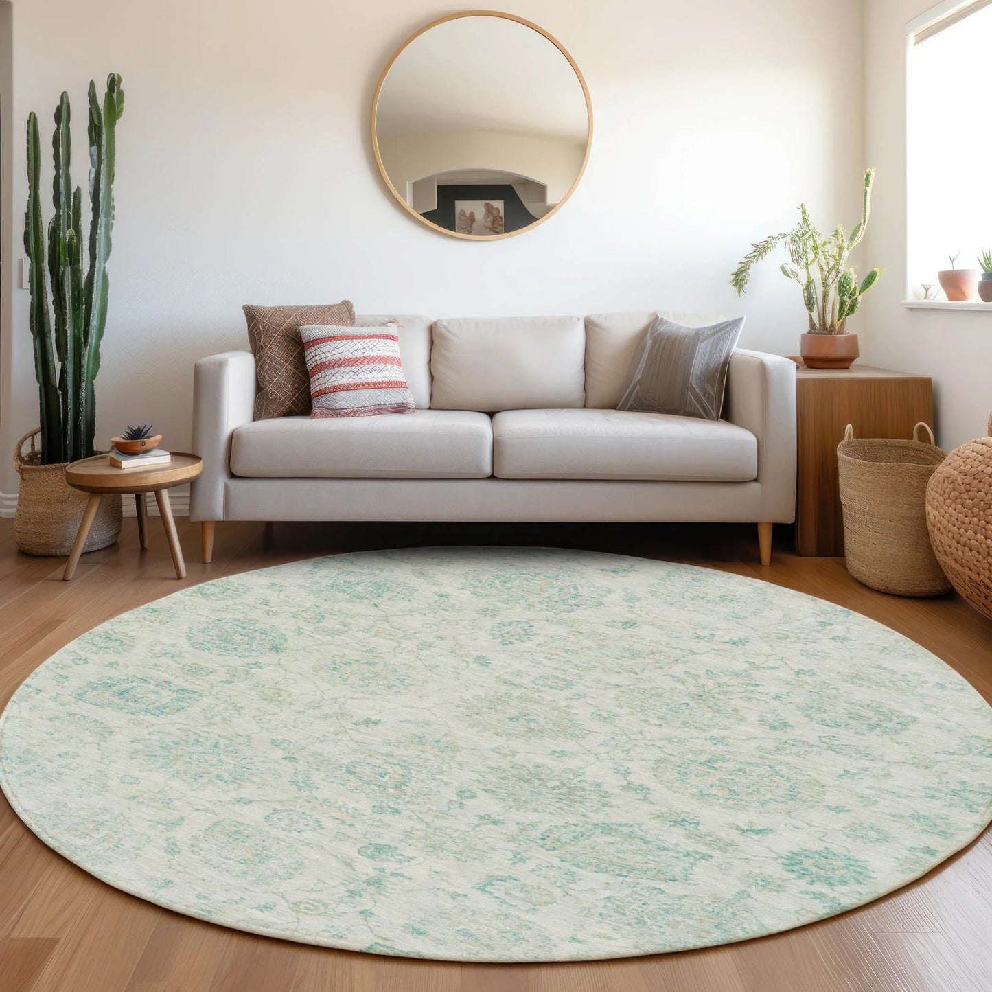 Raeora Teal Washable Indoor-Outdoor Rug