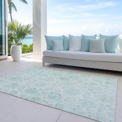 Raeora Teal Washable Indoor-Outdoor Rug