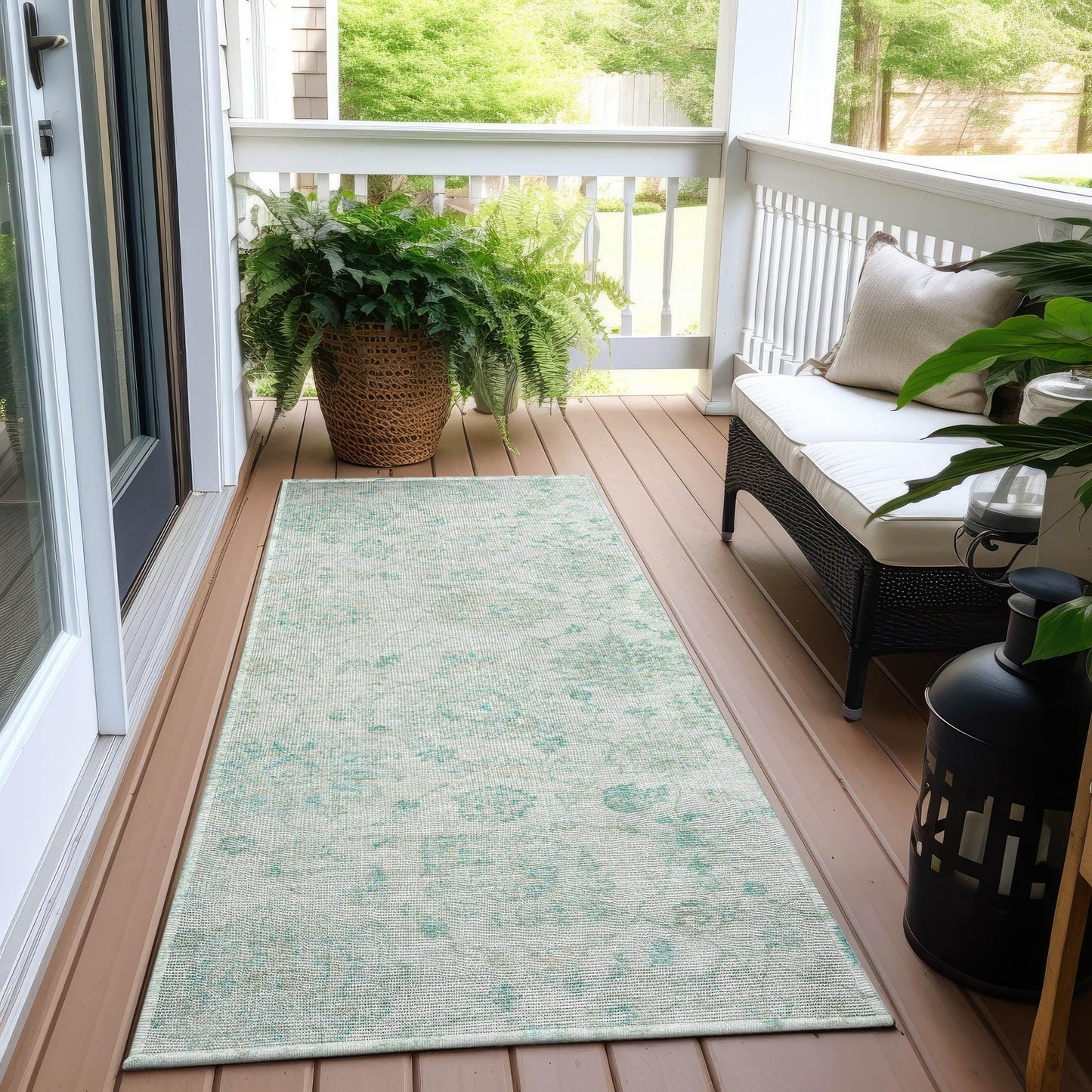 Raeora Teal Washable Indoor-Outdoor Rug