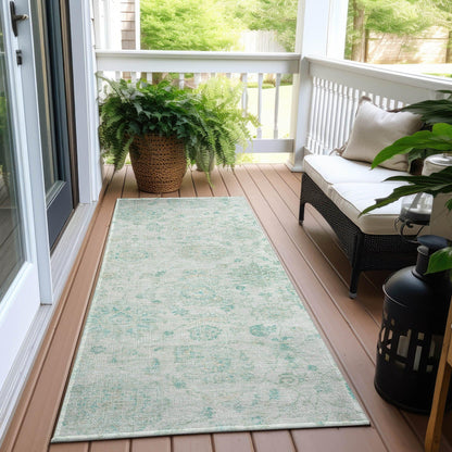 Raeora Teal Washable Indoor-Outdoor Rug