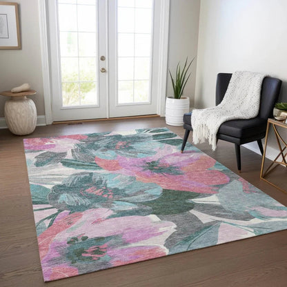 Raffila Teal Washable Indoor - Outdoor Rug - LOOMLAN - LOOMLAN Rugs - Outdoor Rugs