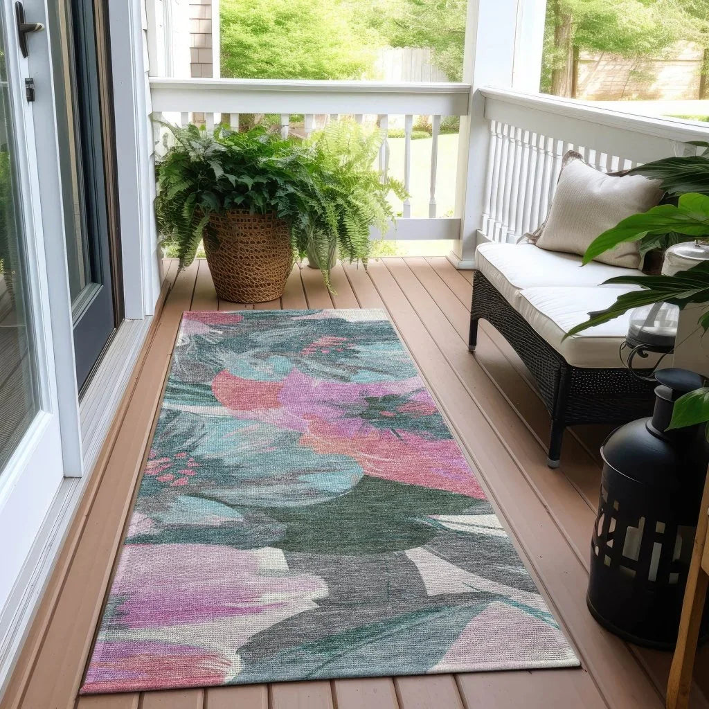 Raffila Teal Washable Indoor - Outdoor Rug - LOOMLAN - LOOMLAN Rugs - Outdoor Rugs