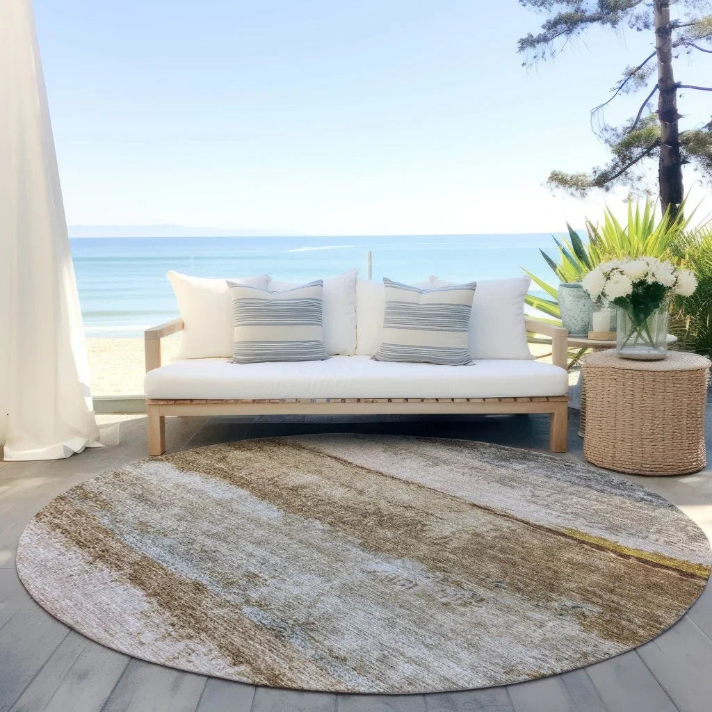 Raffinna Brown Washable Indoor - Outdoor Rug - LOOMLAN - LOOMLAN Rugs - Outdoor Rugs