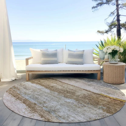 Raffinna Brown Washable Indoor - Outdoor Rug - LOOMLAN - LOOMLAN Rugs - Outdoor Rugs