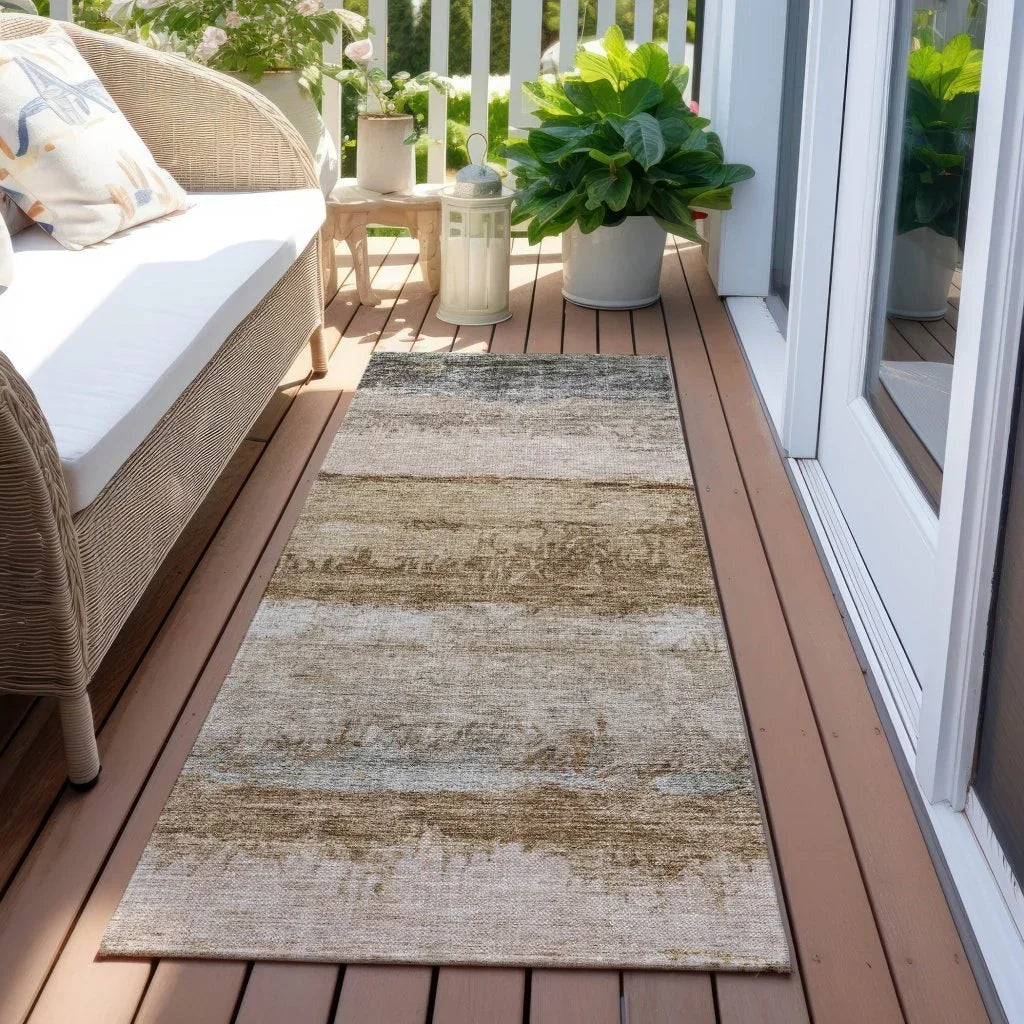 Raffinna Brown Washable Indoor - Outdoor Rug - LOOMLAN - LOOMLAN Rugs - Outdoor Rugs