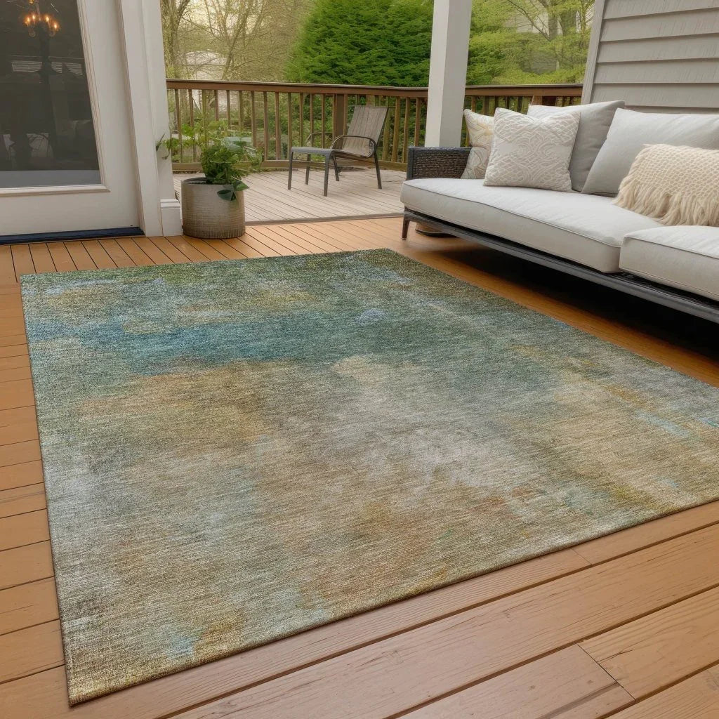 Raffira Green Washable Indoor-Outdoor Rug-Outdoor Rugs-LOOMLAN Rugs-LOOMLAN