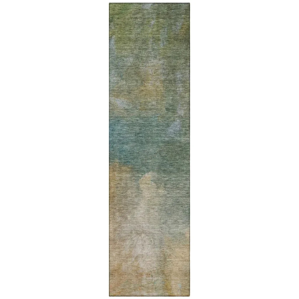 Raffira Green Washable Indoor-Outdoor Rug-Outdoor Rugs-LOOMLAN Rugs-2'3" x 7'6"-LOOMLAN