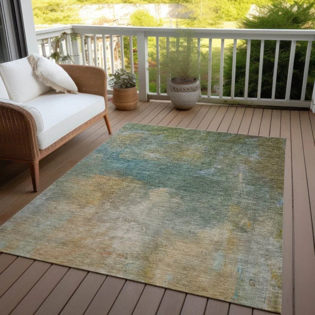 Raffira Green Washable Indoor-Outdoor Rug-Outdoor Rugs-LOOMLAN Rugs-LOOMLAN