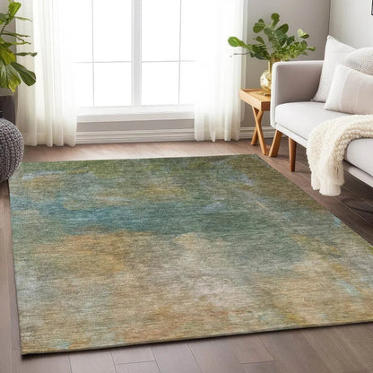 Raffira Green Washable Indoor-Outdoor Rug-Outdoor Rugs-LOOMLAN Rugs-LOOMLAN