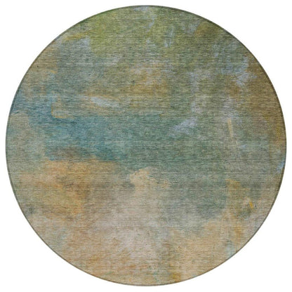 Raffira Green Washable Indoor-Outdoor Rug-Outdoor Rugs-LOOMLAN Rugs-8' x 8'-LOOMLAN