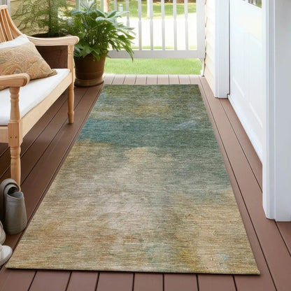 Raffira Green Washable Indoor-Outdoor Rug-Outdoor Rugs-LOOMLAN Rugs-LOOMLAN
