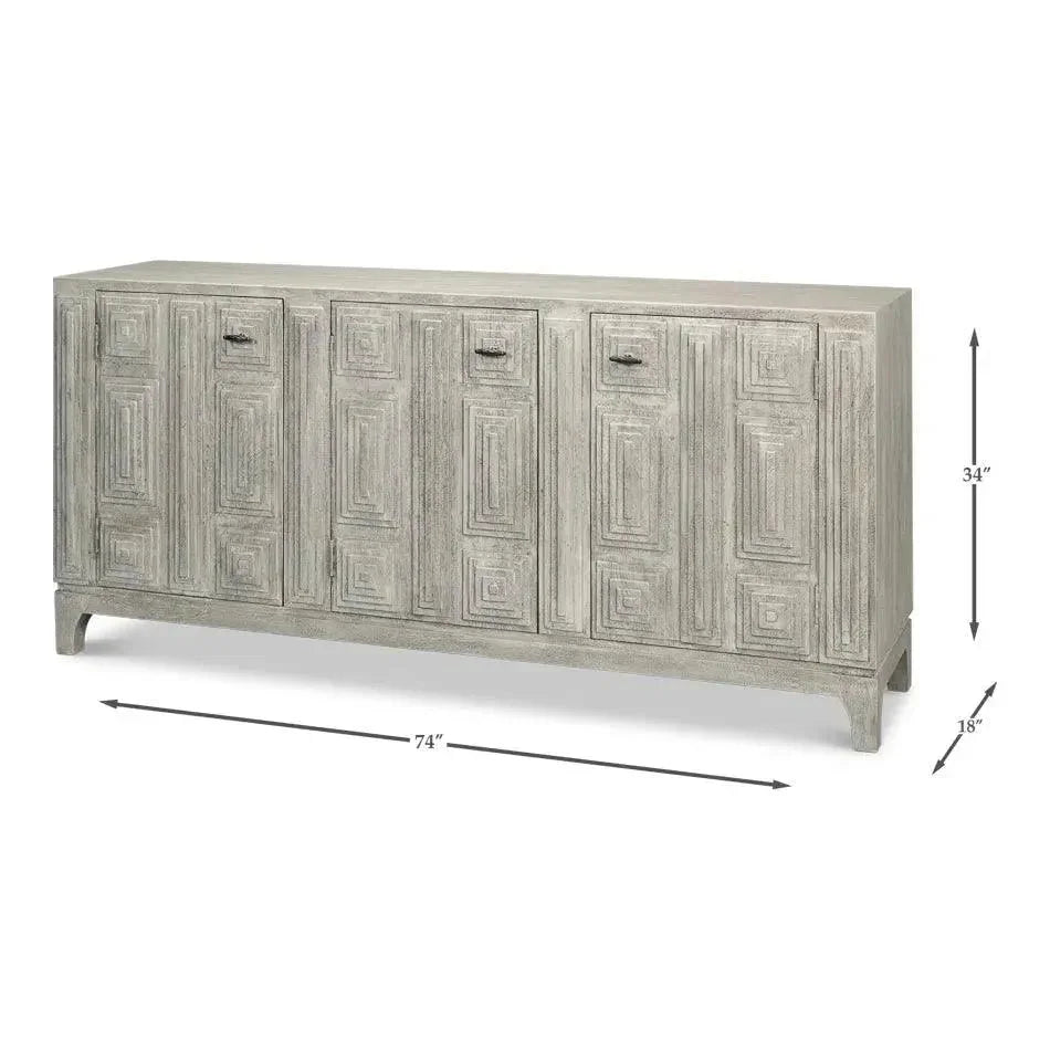 Rafina Three Door Cabinet For Living Room - LOOMLAN - Sarreid - Sideboards