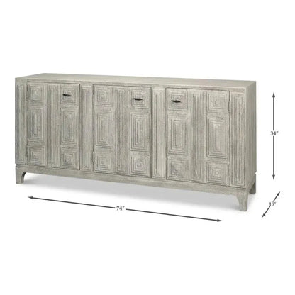 Rafina Three Door Cabinet For Living Room - LOOMLAN - Sarreid - Sideboards