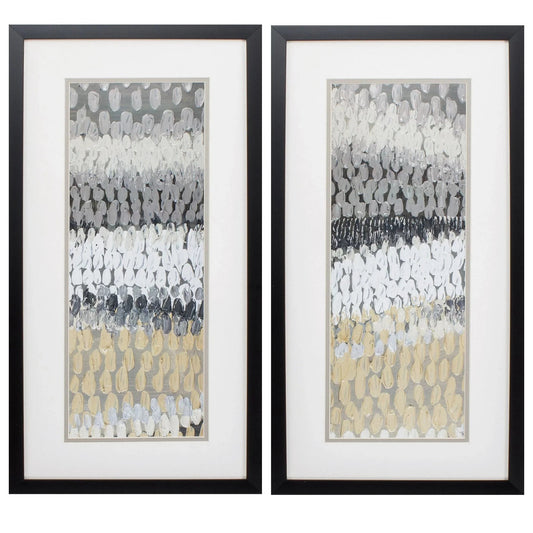 Raindrops Neutral Framed Wall Art 2PC