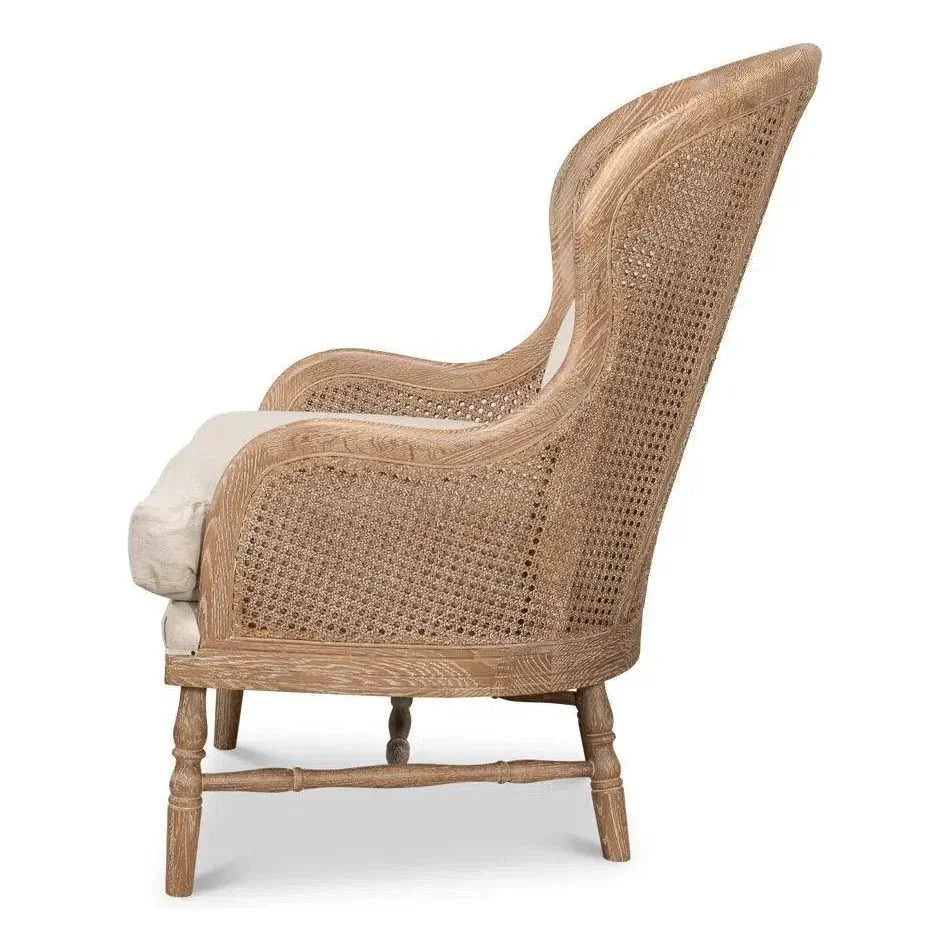 Randolph Wing Accent Chair Cane & Wood Frame - LOOMLAN - Sarreid - Accent Chairs