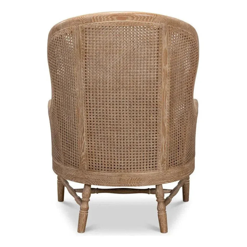 Randolph Wing Accent Chair Cane & Wood Frame - LOOMLAN - Sarreid - Accent Chairs