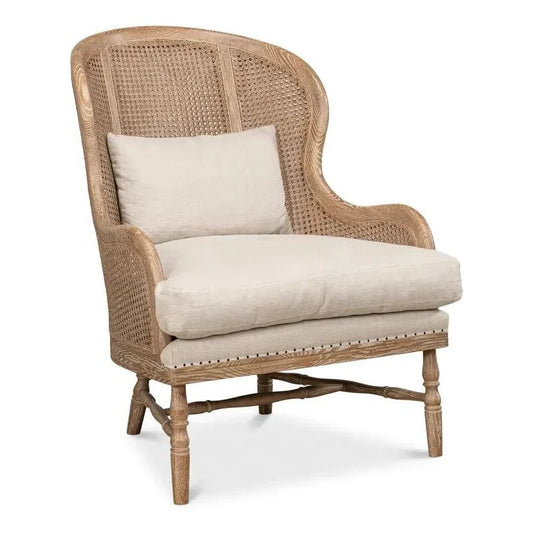 Randolph Wing Accent Chair Cane & Wood Frame - LOOMLAN - Sarreid - Accent Chairs