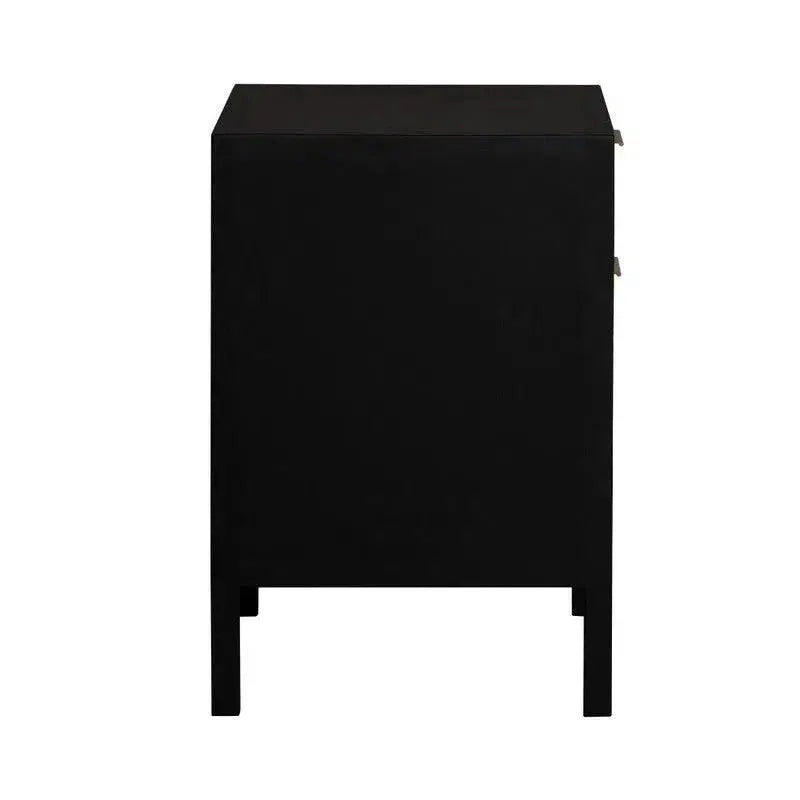Rattan Black Side Table with Drawers - LOOMLAN - LH Imports - Nightstands