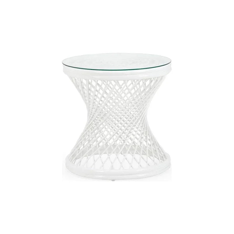 Rattan Made White Side Table - LOOMLAN - Chelsea House - Side Tables