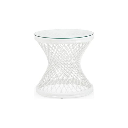 Rattan Made White Side Table - LOOMLAN - Chelsea House - Side Tables