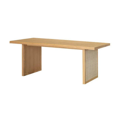 Rattan Oak Wood Dining Table for 6 People-Dining Tables-LH Imports-LOOMLAN
