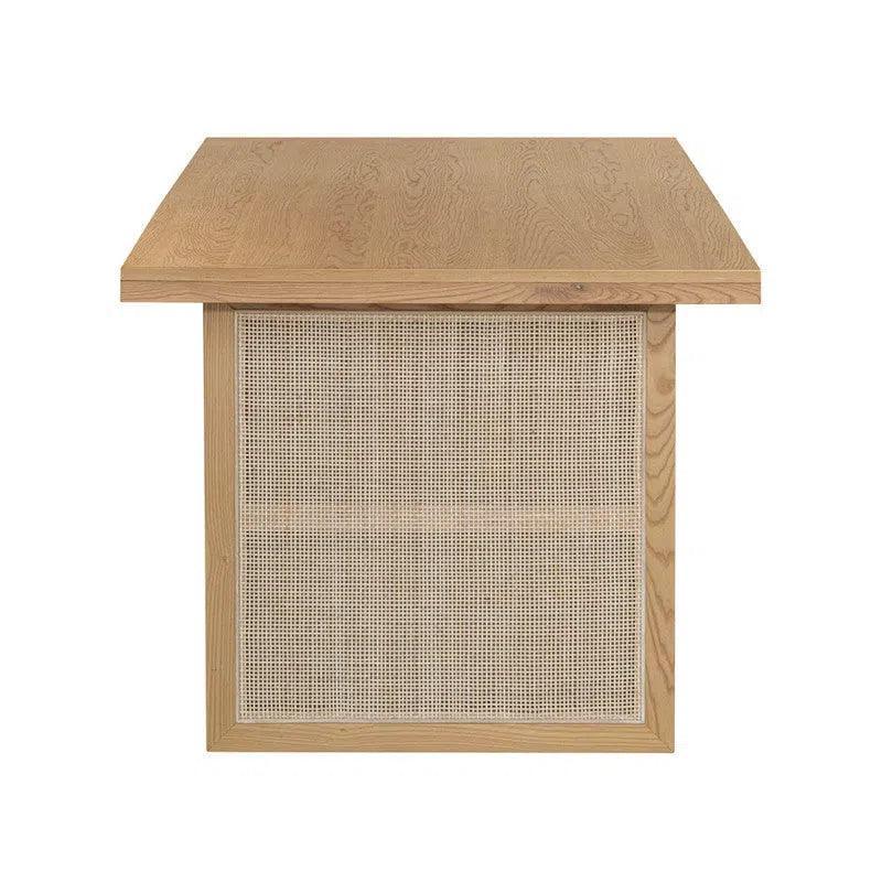 Rattan Oak Wood Dining Table for 6 People-Dining Tables-LH Imports-LOOMLAN