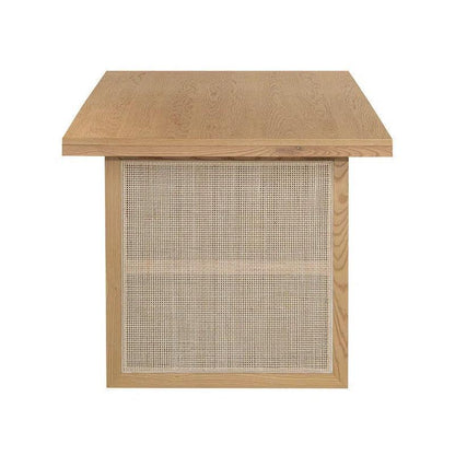 Rattan Oak Wood Dining Table for 6 People-Dining Tables-LH Imports-LOOMLAN