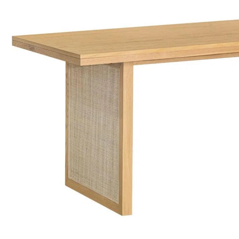 Rattan Oak Wood Dining Table for 6 People-Dining Tables-LH Imports-LOOMLAN