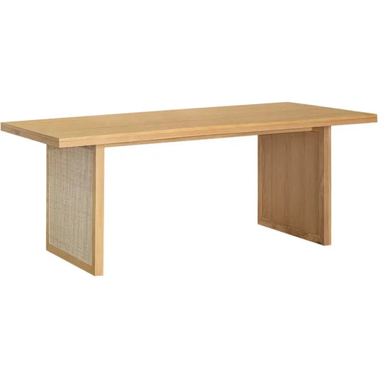Rattan Oak Wood Dining Table for 6 People-Dining Tables-LH Imports-LOOMLAN
