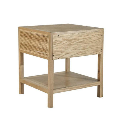 Rattan One Drawer Side Table - Wood Tone - LOOMLAN - LH Imports - Side Tables