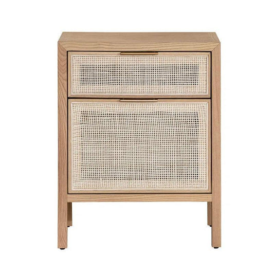Rattan Two Drawer Accent Cabinet - Natural Tone Wood - LOOMLAN - LH Imports - Nightstands