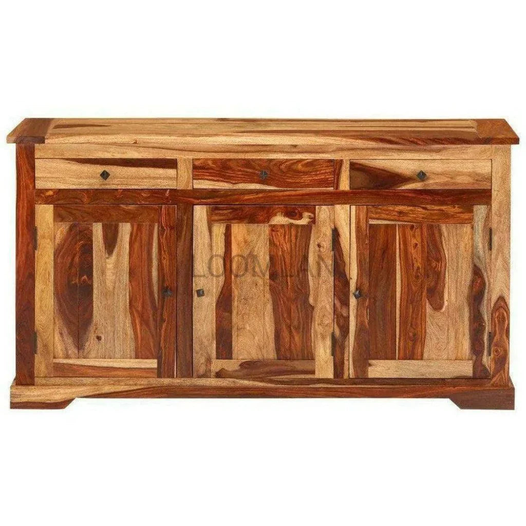 Rustic Sideboard Cabinet 3 Storage Drawers - LOOMLAN - LOOMLAN - Sideboards