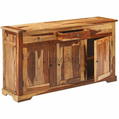 Rustic Sideboard Cabinet 3 Storage Drawers - LOOMLAN - LOOMLAN - Sideboards