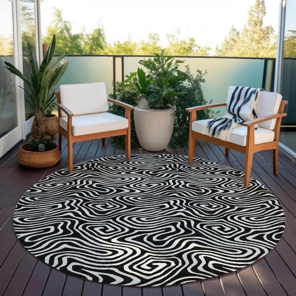 Raya Black Washable Indoor-Outdoor Rug-Outdoor Rugs-LOOMLAN Rugs-LOOMLAN