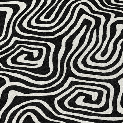 Raya Black Washable Indoor-Outdoor Rug-Outdoor Rugs-LOOMLAN Rugs-LOOMLAN