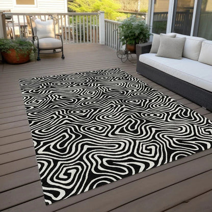 Raya Black Washable Indoor-Outdoor Rug-Outdoor Rugs-LOOMLAN Rugs-LOOMLAN