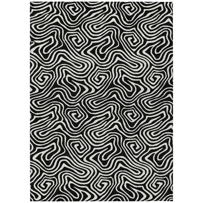Raya Black Washable Indoor-Outdoor Rug-Outdoor Rugs-LOOMLAN Rugs-2'6" x 3'10"-LOOMLAN
