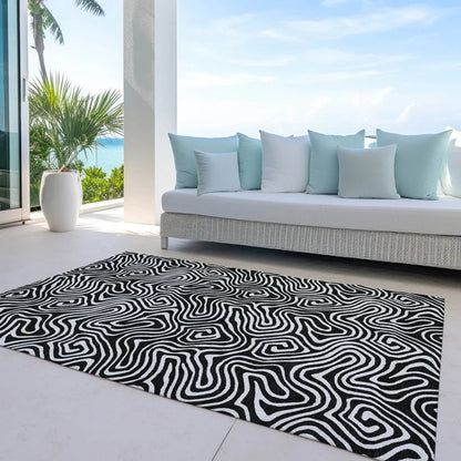 Raya Black Washable Indoor-Outdoor Rug-Outdoor Rugs-LOOMLAN Rugs-LOOMLAN