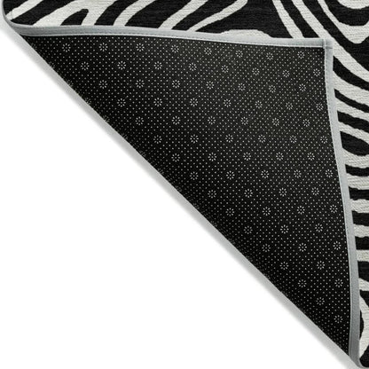 Raya Black Washable Indoor-Outdoor Rug-Outdoor Rugs-LOOMLAN Rugs-LOOMLAN