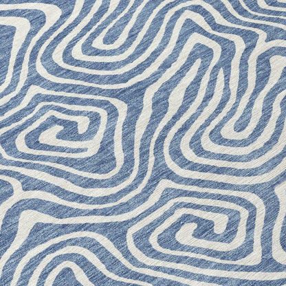 Raya Blue Washable Indoor-Outdoor Rug-Outdoor Rugs-LOOMLAN Rugs-LOOMLAN