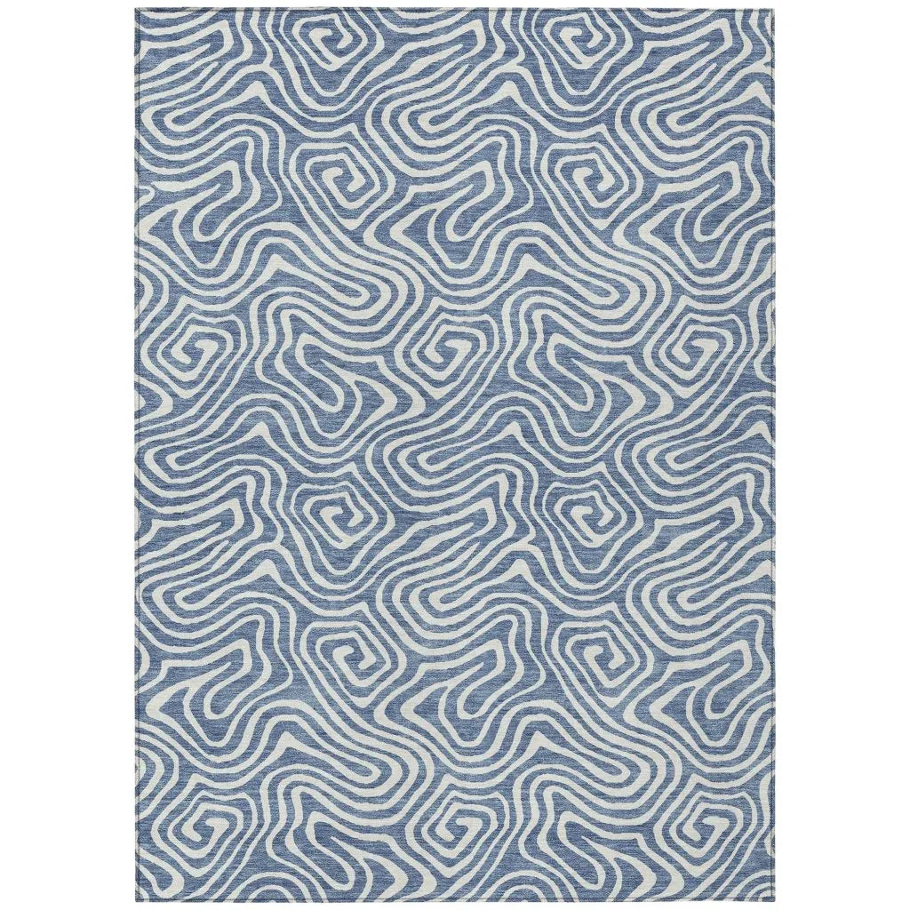 Raya Blue Washable Indoor-Outdoor Rug-Outdoor Rugs-LOOMLAN Rugs-2'6" x 3'10"-LOOMLAN