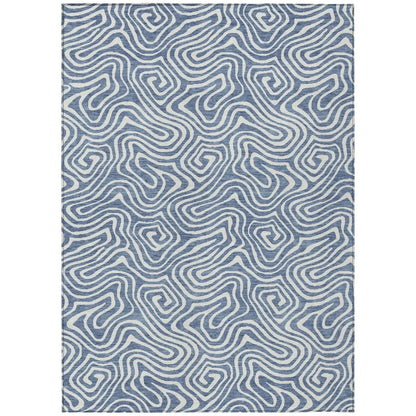 Raya Blue Washable Indoor-Outdoor Rug-Outdoor Rugs-LOOMLAN Rugs-2'6" x 3'10"-LOOMLAN