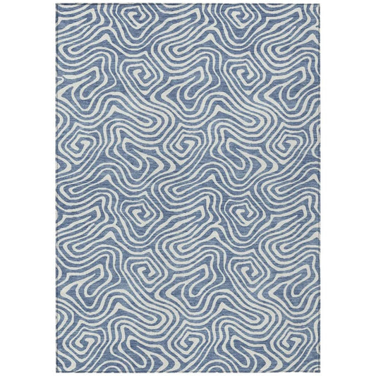 Raya Blue Washable Indoor-Outdoor Rug-Outdoor Rugs-LOOMLAN Rugs-2'6" x 3'10"-LOOMLAN