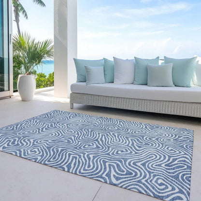 Raya Blue Washable Indoor-Outdoor Rug-Outdoor Rugs-LOOMLAN Rugs-LOOMLAN