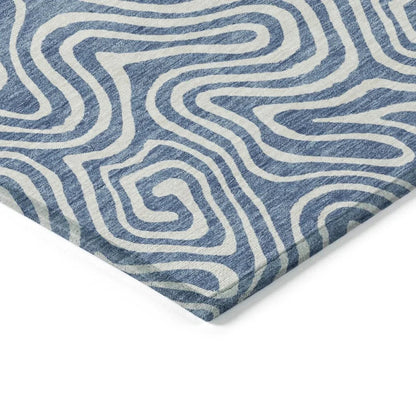 Raya Blue Washable Indoor-Outdoor Rug-Outdoor Rugs-LOOMLAN Rugs-LOOMLAN