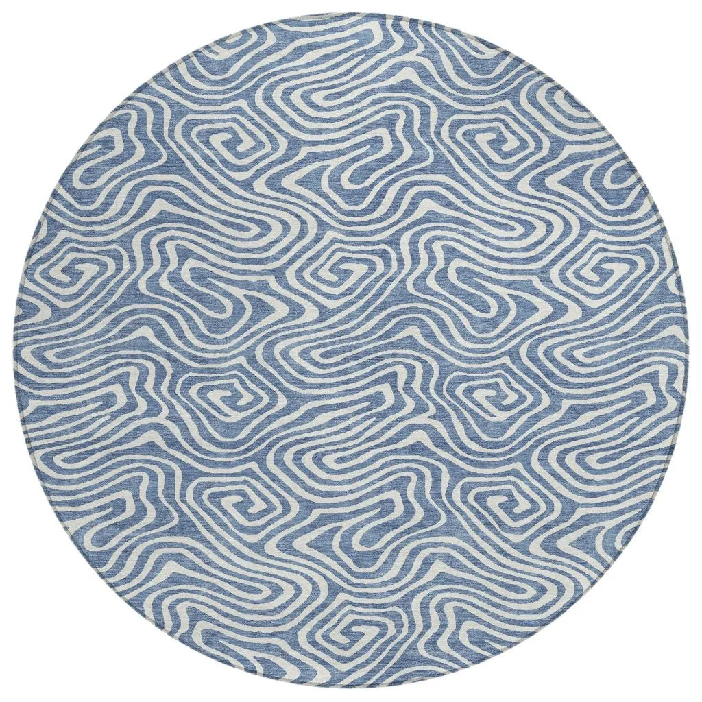 Raya Blue Washable Indoor-Outdoor Rug-Outdoor Rugs-LOOMLAN Rugs-8' x 8'-LOOMLAN