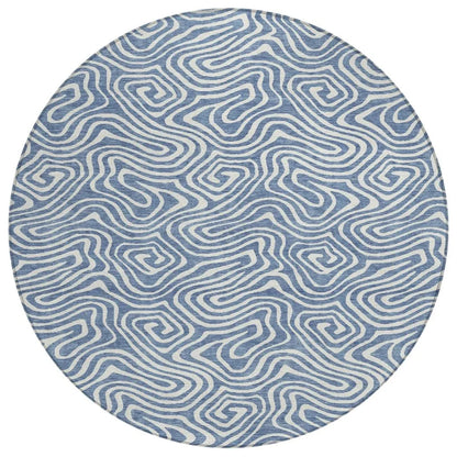 Raya Blue Washable Indoor-Outdoor Rug-Outdoor Rugs-LOOMLAN Rugs-8' x 8'-LOOMLAN